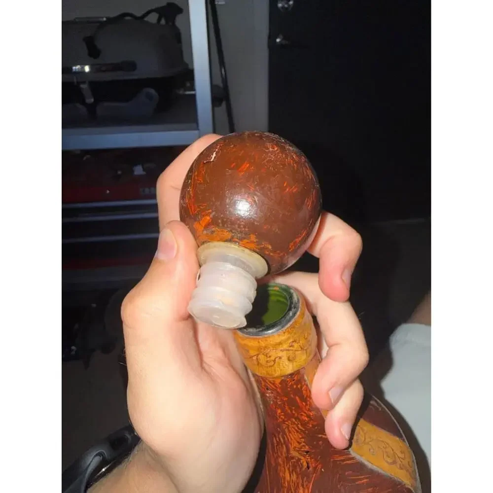 Italian Decanter From The 1970’s Vintage Barware Leather Wrapped Bottle Man Cave